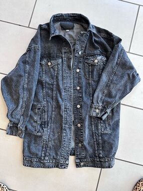 Vintage American Eagle Outfitters Oversized Black Washed Denim Jacket